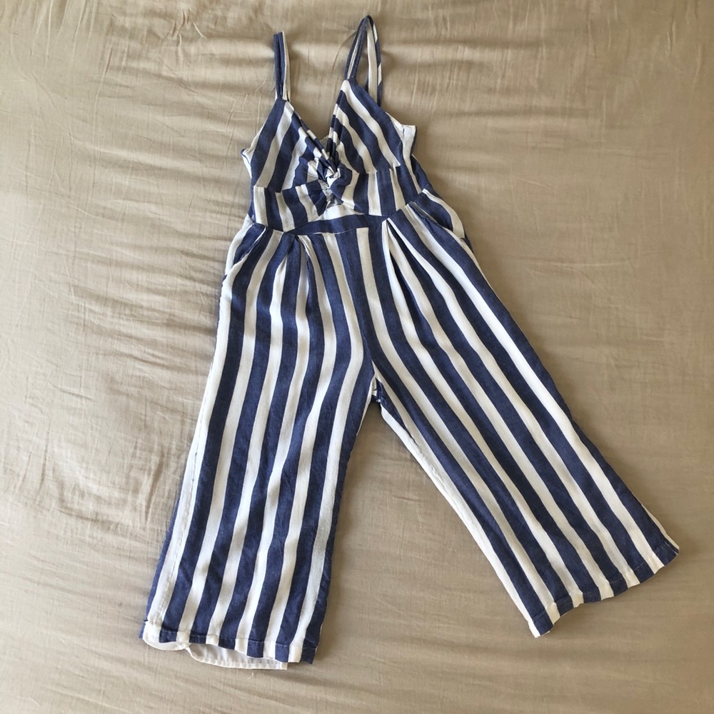Blue & White Striped Jumpsuit